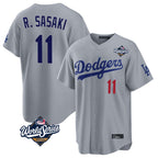 BIPIHUC LA.Dodgers #11 Roki Sasaki Player Gray World Series Game Home Stitched Jerseys