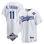 BIPIHUC LA.Dodgers #11 Roki Sasaki Player White World Series Game Home Stitched Jerseys