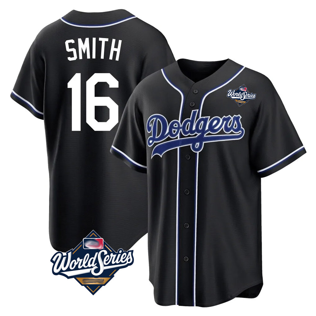 BIPIHUC LA.Dodgers #16 Will Smith Player Black World Series Carbon Limited Home Stitched Jerseys