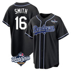 BIPIHUC LA.Dodgers #16 Will Smith Player Black World Series Carbon Limited Home Stitched Jerseys