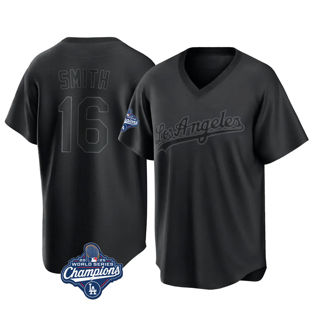 BIPIHUC LA.Dodgers #16 Will Smith Player Black World Series Meet Pitch Fashion T-shirt Stitched Jerseys