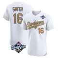 BIPIHUC LA.Dodgers #16 Will Smith Player Gold World Series Limited Elite Home Stitched Jerseys