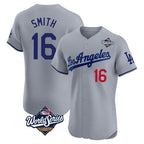BIPIHUC LA.Dodgers #16 Will Smith Player Gray World Series Limited Elite Home Stitched Jerseys