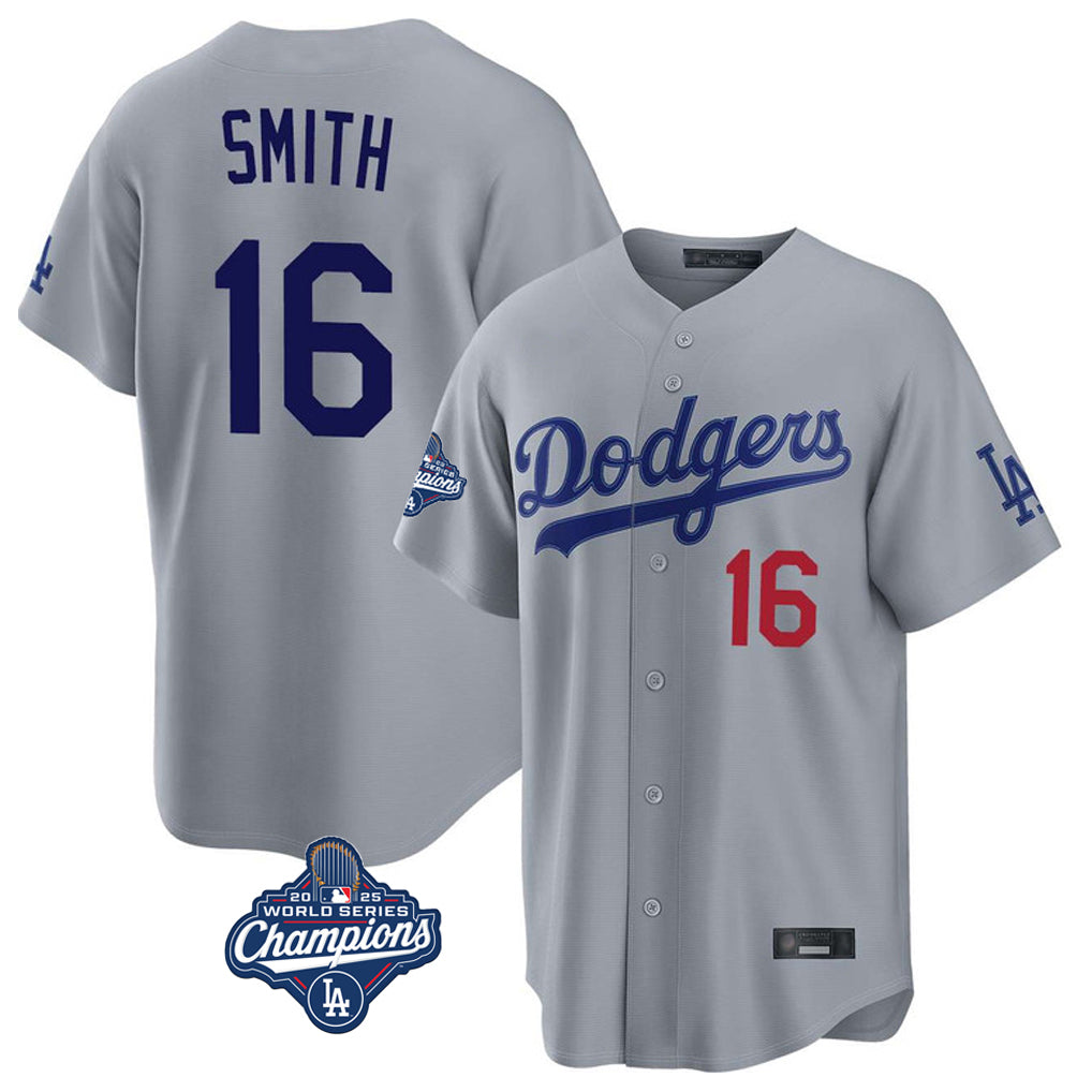 BIPIHUC LA.Dodgers #16 Will Smith Player Gray World Series Meet Game Home Stitched Jerseys