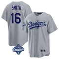 BIPIHUC LA.Dodgers #16 Will Smith Player Gray World Series Meet Game Stitched Jerseys