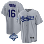 BIPIHUC LA.Dodgers #16 Will Smith Player Gray World Series Meet Game Stitched Jerseys