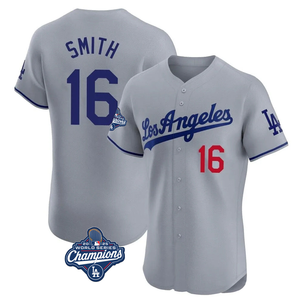BIPIHUC LA.Dodgers #16 Will Smith Player Gray World Series Meet Limited Elite Home Stitched Jerseys