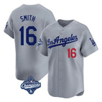 BIPIHUC LA.Dodgers #16 Will Smith Player Gray World Series Meet Limited Home Stitched Jerseys