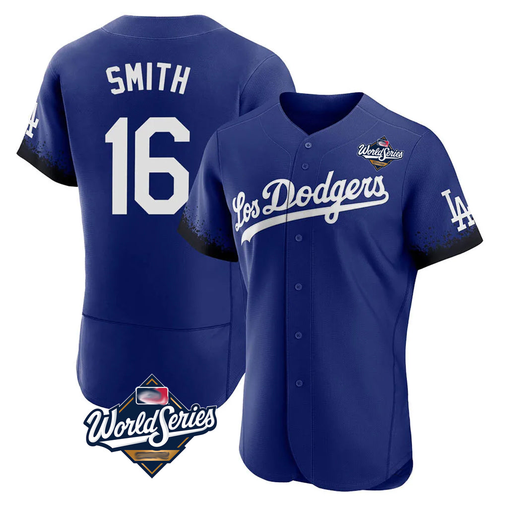 BIPIHUC LA.Dodgers #16 Will Smith Player Royal World Series City Connect Elite Home Stitched Jerseys