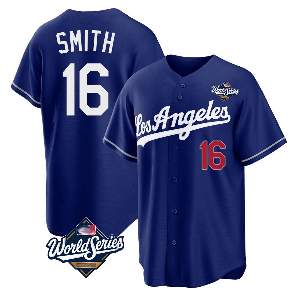 BIPIHUC LA.Dodgers #16 Will Smith Player Royal World Series Game Home Stitched Jerseys