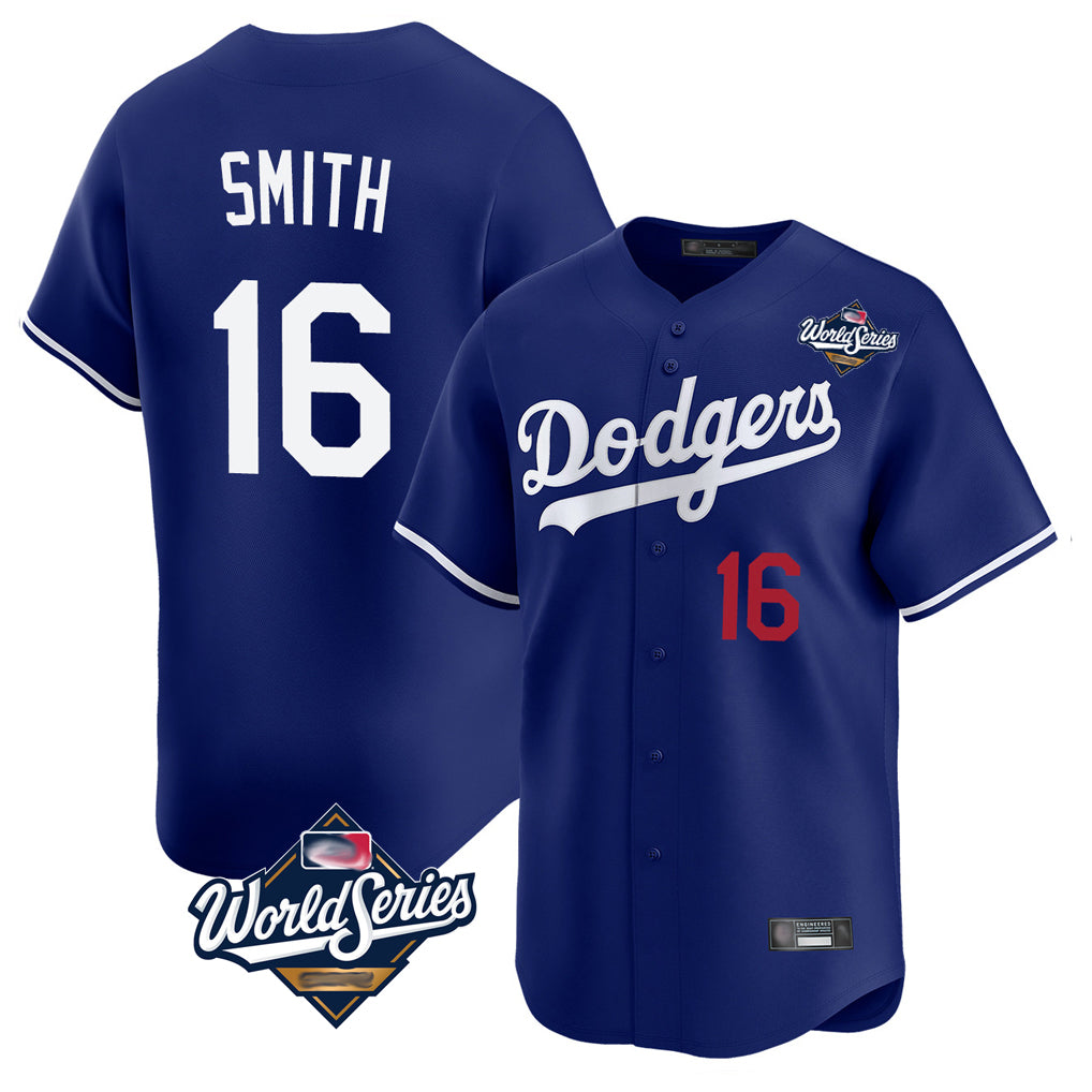 BIPIHUC LA.Dodgers #16 Will Smith Player Royal World Series Limited Home Stitched Jerseys