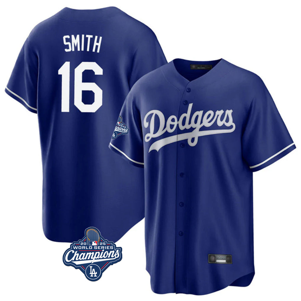 BIPIHUC LA.Dodgers #16 Will Smith Player Royal World Series Meet Game Stitched Jerseys