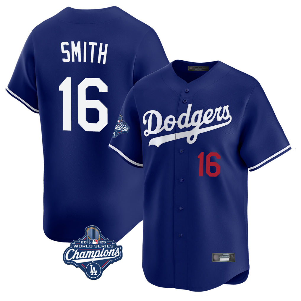 BIPIHUC LA.Dodgers #16 Will Smith Player Royal World Series Meet Limited Home Stitched Jerseys