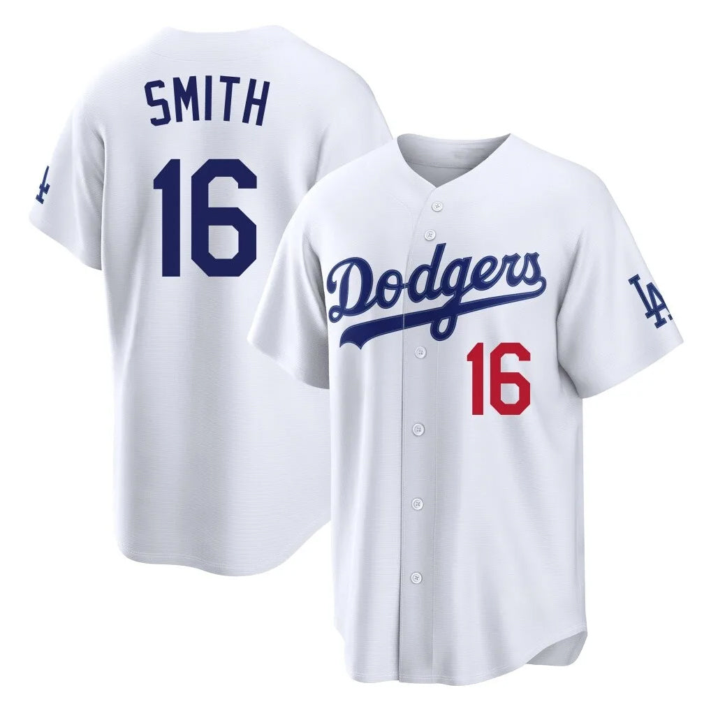 BIPIHUC LA.Dodgers #16 Will Smith Player White Home Game Stitched Jerseys
