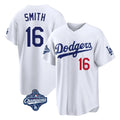 BIPIHUC LA.Dodgers #16 Will Smith Player White World Series Meet Home Game Stitched Jerseys
