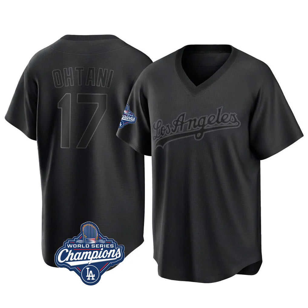 BIPIHUC LA.Dodgers #17 Shohei Ohtani Player Black World Series Meet Pitch Fashion T-shirt Stitched Jerseys