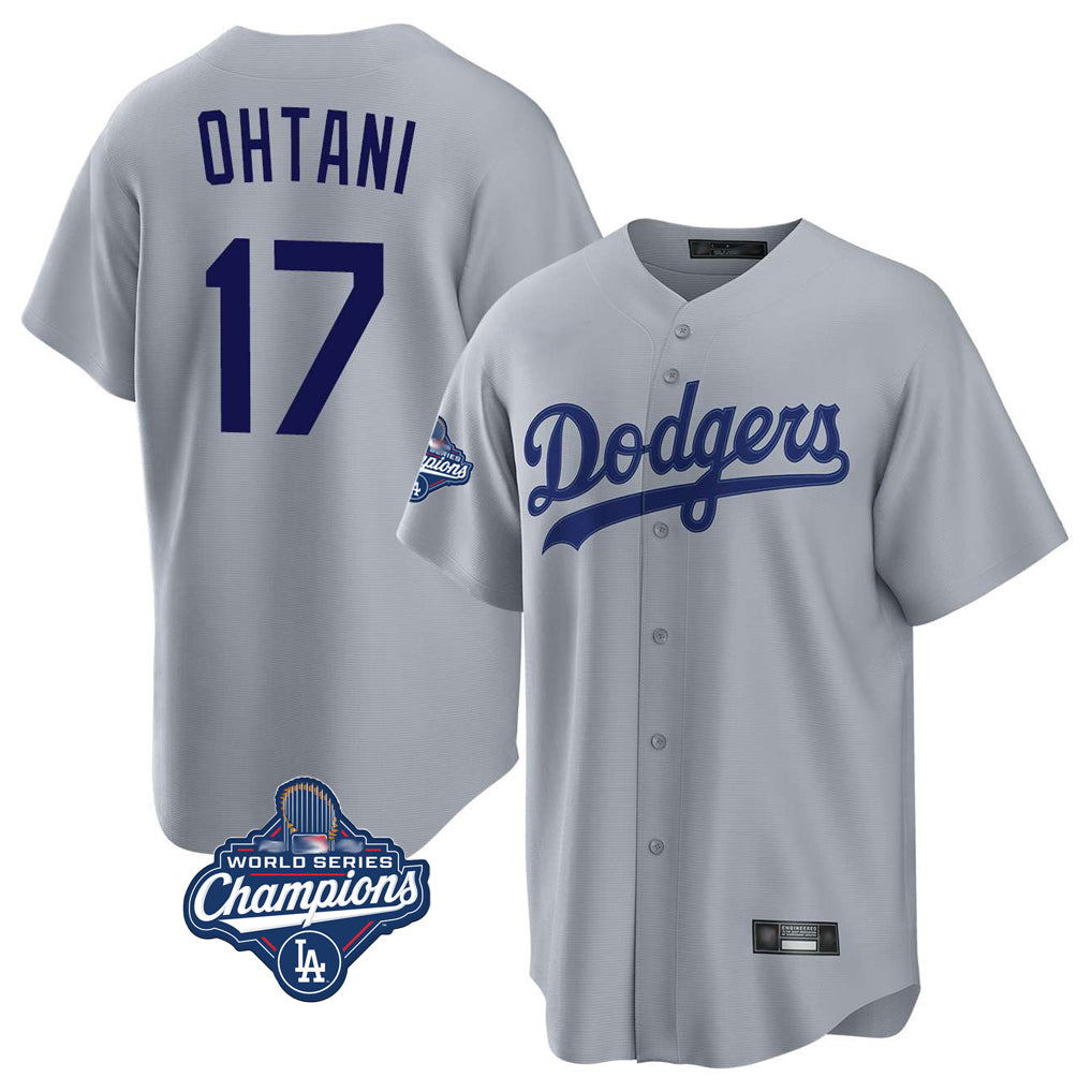 BIPIHUC LA.Dodgers #17 Shohei Ohtani Player Gray World Series Meet Game Stitched Jerseys