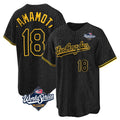 BIPIHUC LA.Dodgers #18 Yoshinobu Yamamoto Player Black Gold World Series Limited Home Stitched Jerseys