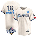 BIPIHUC LA.Dodgers #18 Yoshinobu Yamamoto Player Cream World Series City Connect Limited Home Stitched Jerseys