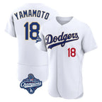 BIPIHUC LA.Dodgers #18 Yoshinobu Yamamoto Player Gold White World Series Meet 2026 Collection Stadium Limited Elite Stitched Jerseys