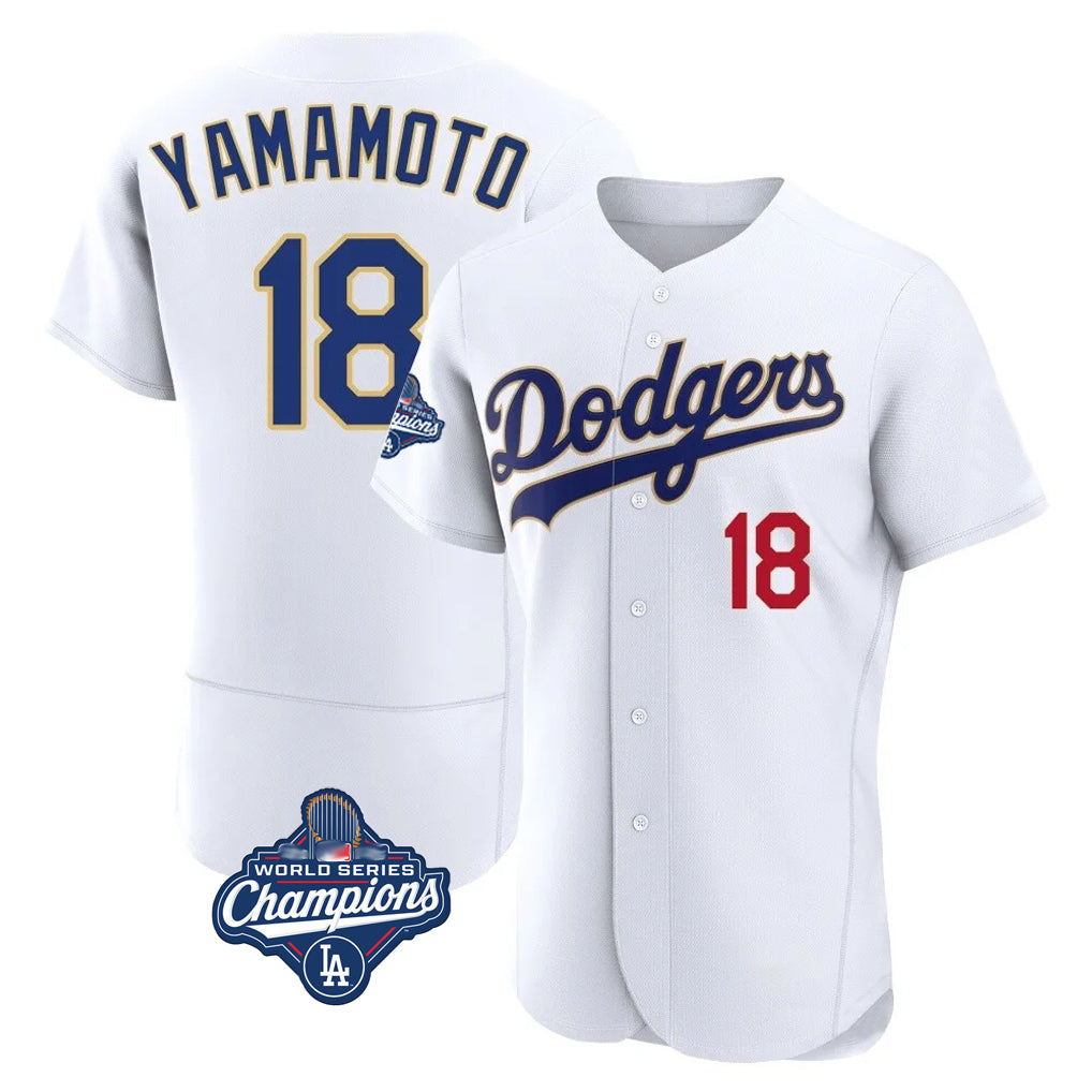 BIPIHUC LA.Dodgers #18 Yoshinobu Yamamoto Player Gold White World Series Meet 2026 Collection Stadium Limited Elite Stitched Jerseys