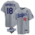 BIPIHUC LA.Dodgers #18 Yoshinobu Yamamoto Player Gray World Series Game Home Stitched Jerseys