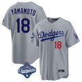 BIPIHUC LA.Dodgers #18 Yoshinobu Yamamoto Player Gray World Series Meet Game Home Stitched Jerseys