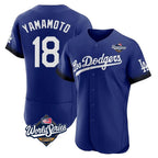 BIPIHUC LA.Dodgers #18 Yoshinobu Yamamoto Player Royal World Series City Connect Elite Home Stitched Jerseys