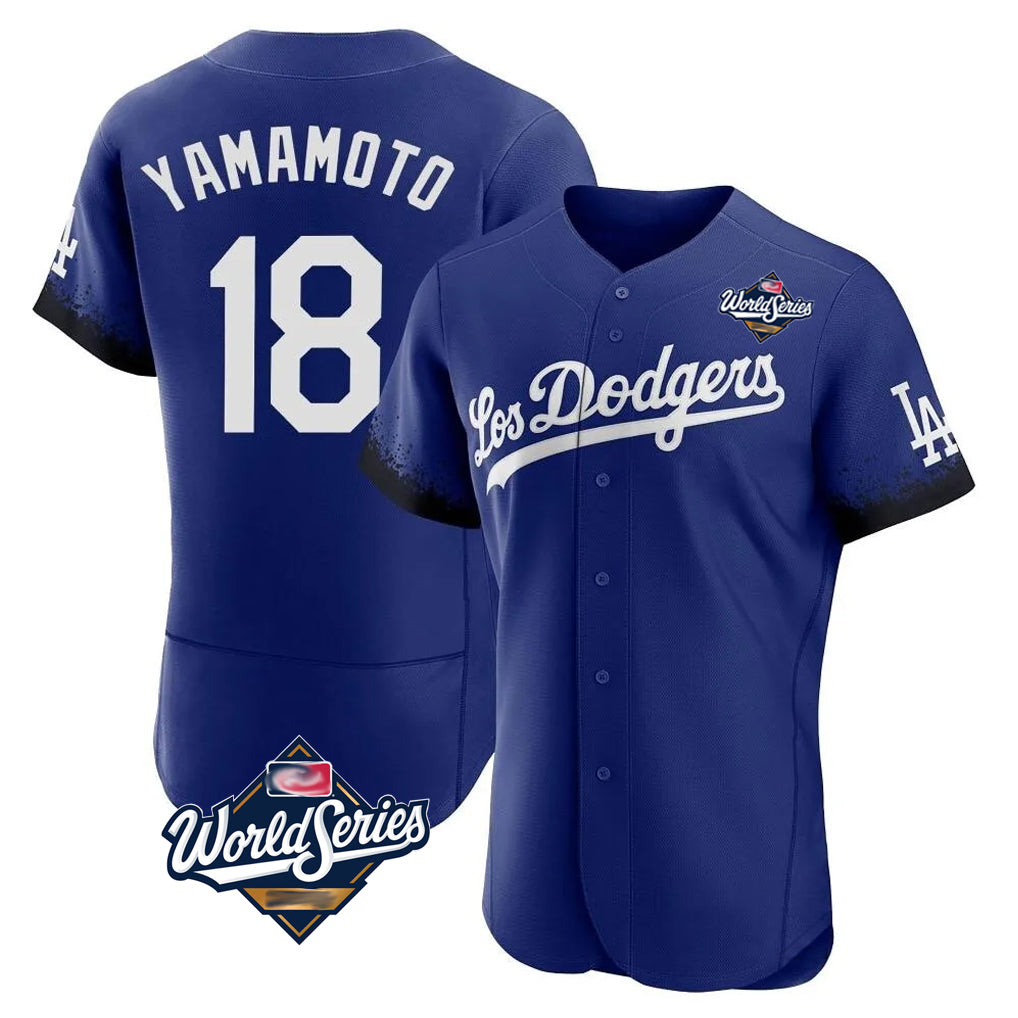 BIPIHUC LA.Dodgers #18 Yoshinobu Yamamoto Player Royal World Series City Connect Elite Home Stitched Jerseys