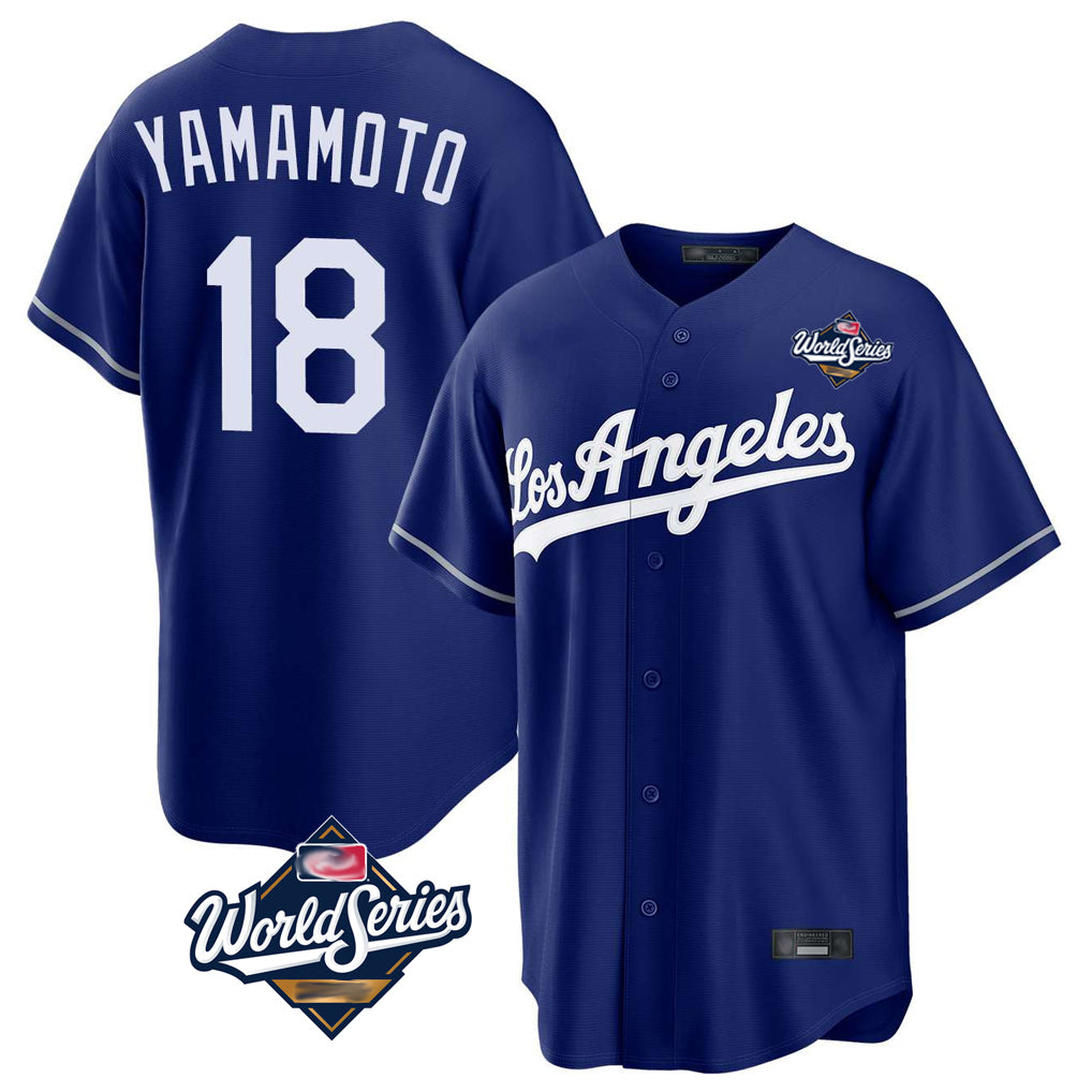 BIPIHUC LA.Dodgers #18 Yoshinobu Yamamoto Player Royal World Series Game Stitched Jerseys