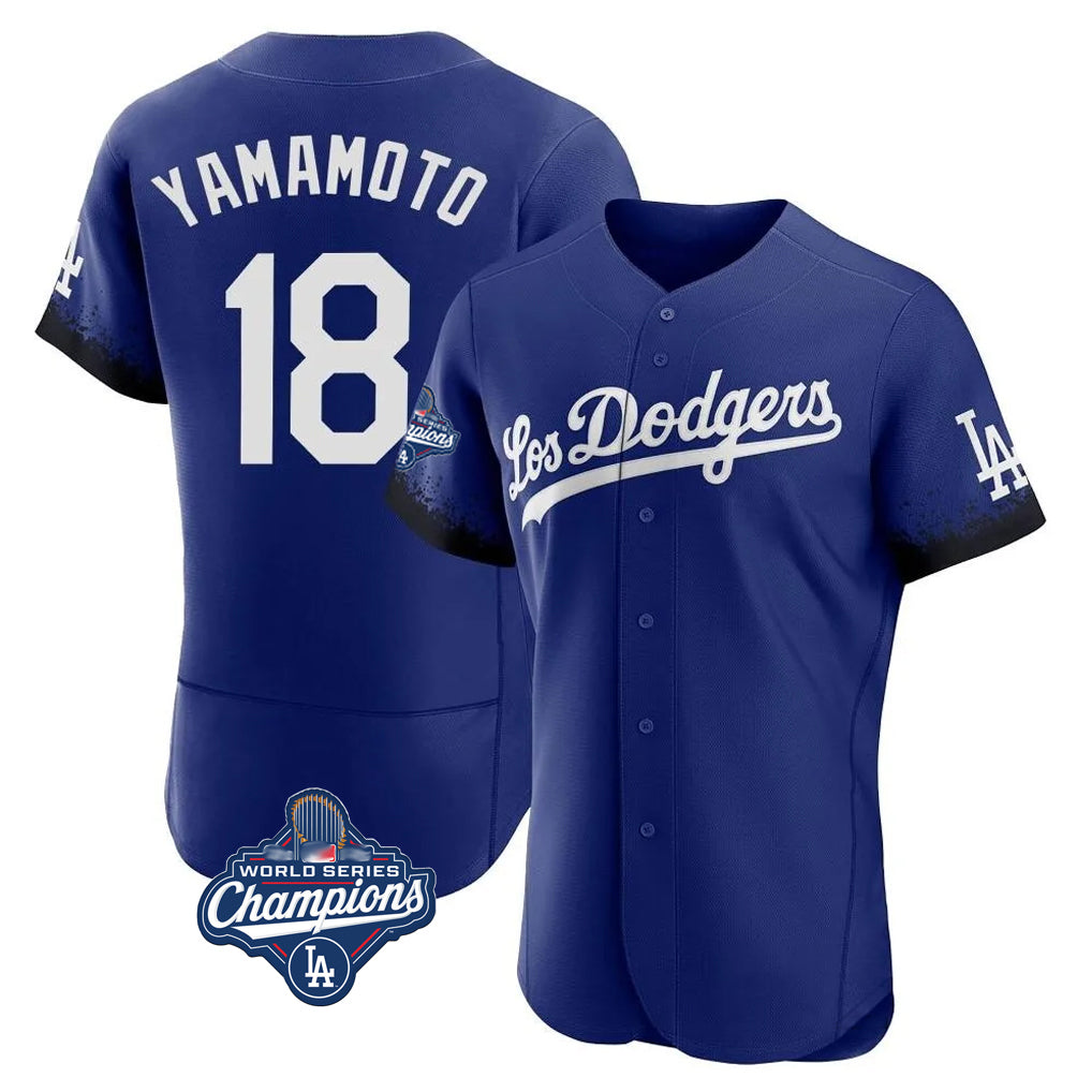 BIPIHUC LA.Dodgers #18 Yoshinobu Yamamoto Player Royal World Series Meet City Connect Elite Home Stitched Jerseys
