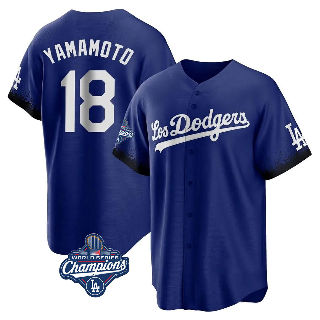 BIPIHUC LA.Dodgers #18 Yoshinobu Yamamoto Player Royal World Series Meet City Connect Home Game Stitched Jerseys