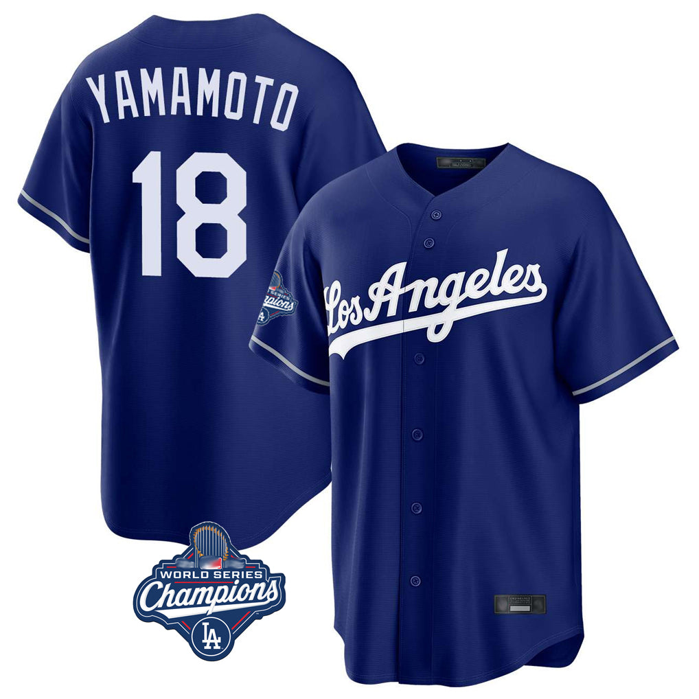 BIPIHUC LA.Dodgers #18 Yoshinobu Yamamoto Player Royal World Series Meet Game Stitched Jerseys