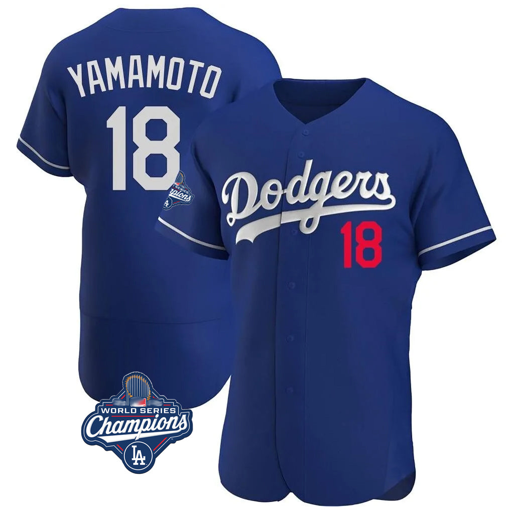 BIPIHUC LA.Dodgers #18 Yoshinobu Yamamoto Player Royal World Series Meet Limited Elite Home Stitched Jerseys