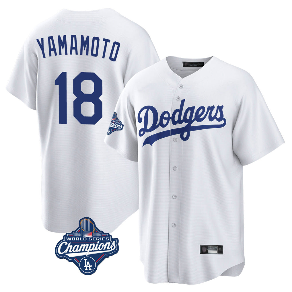 BIPIHUC LA.Dodgers #18 Yoshinobu Yamamoto Player White World Series Meet Game Home Stitched Jerseys