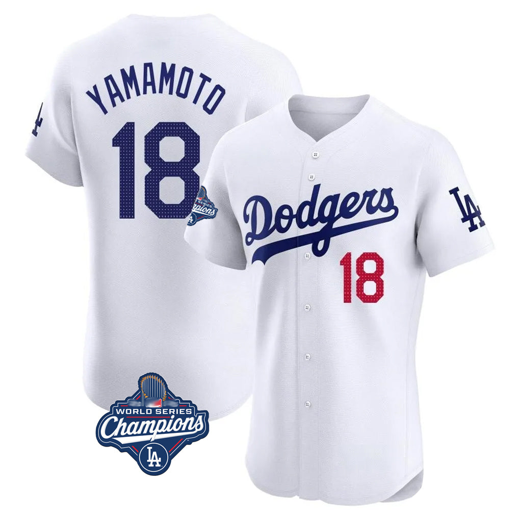 BIPIHUC LA.Dodgers #18 Yoshinobu Yamamoto Player White World Series Meet Limited Elite Home Stitched Jerseys
