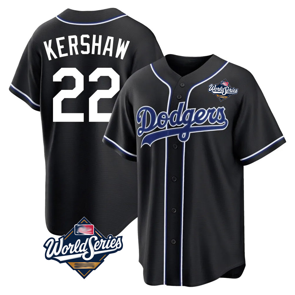 BIPIHUC LA.Dodgers #22 Clayton Kershaw Player Black World Series Carbon Limited Home Stitched Jerseys