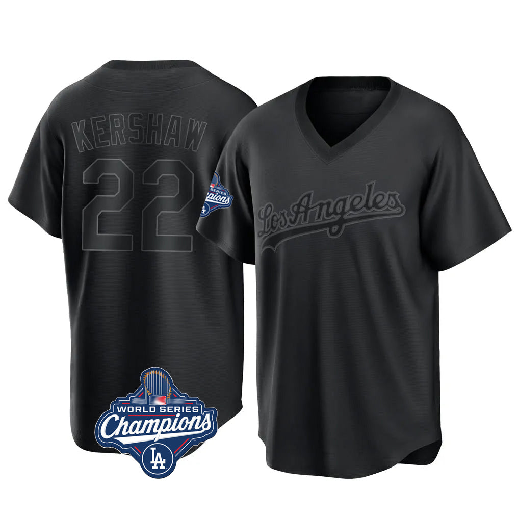 BIPIHUC LA.Dodgers #22 Clayton Kershaw Player Black World Series Meet Pitch Fashion T-shirt Stitched Jerseys
