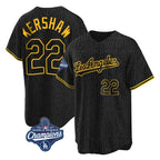 BIPIHUC LA.Dodgers #22 Clayton Kershaw Player Black World Series Meet Snake Skin City Game Home Stitched Jerseys