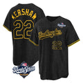 BIPIHUC LA.Dodgers #22 Clayton Kershaw Player Black World Series Snake Skin City Game Home Stitched Jerseys