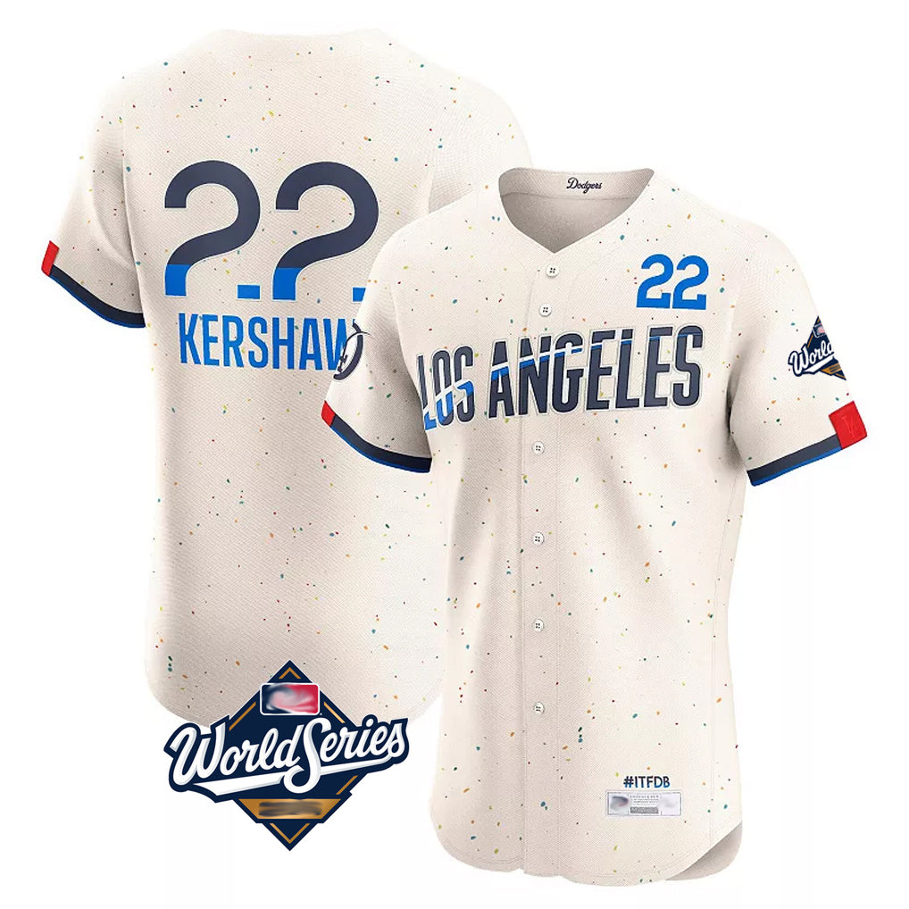 BIPIHUC LA.Dodgers #22 Clayton Kershaw Player Cream World Series City Connect Limited Elite Home Stitched Jerseys
