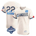 BIPIHUC LA.Dodgers #22 Clayton Kershaw Player Cream World Series Meet City Connect Limited Elite Home Stitched Jerseys