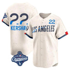 BIPIHUC LA.Dodgers #22 Clayton Kershaw Player Cream World Series Meet City Connect Limited Home Stitched Jerseys