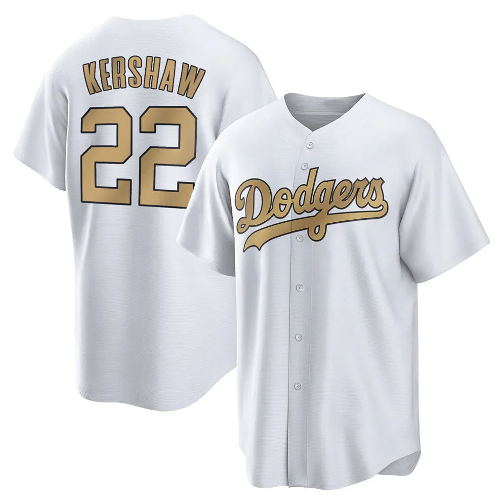 BIPIHUC LA.Dodgers #22 Clayton Kershaw Player Gold Collection Game Home Stitched Jerseys