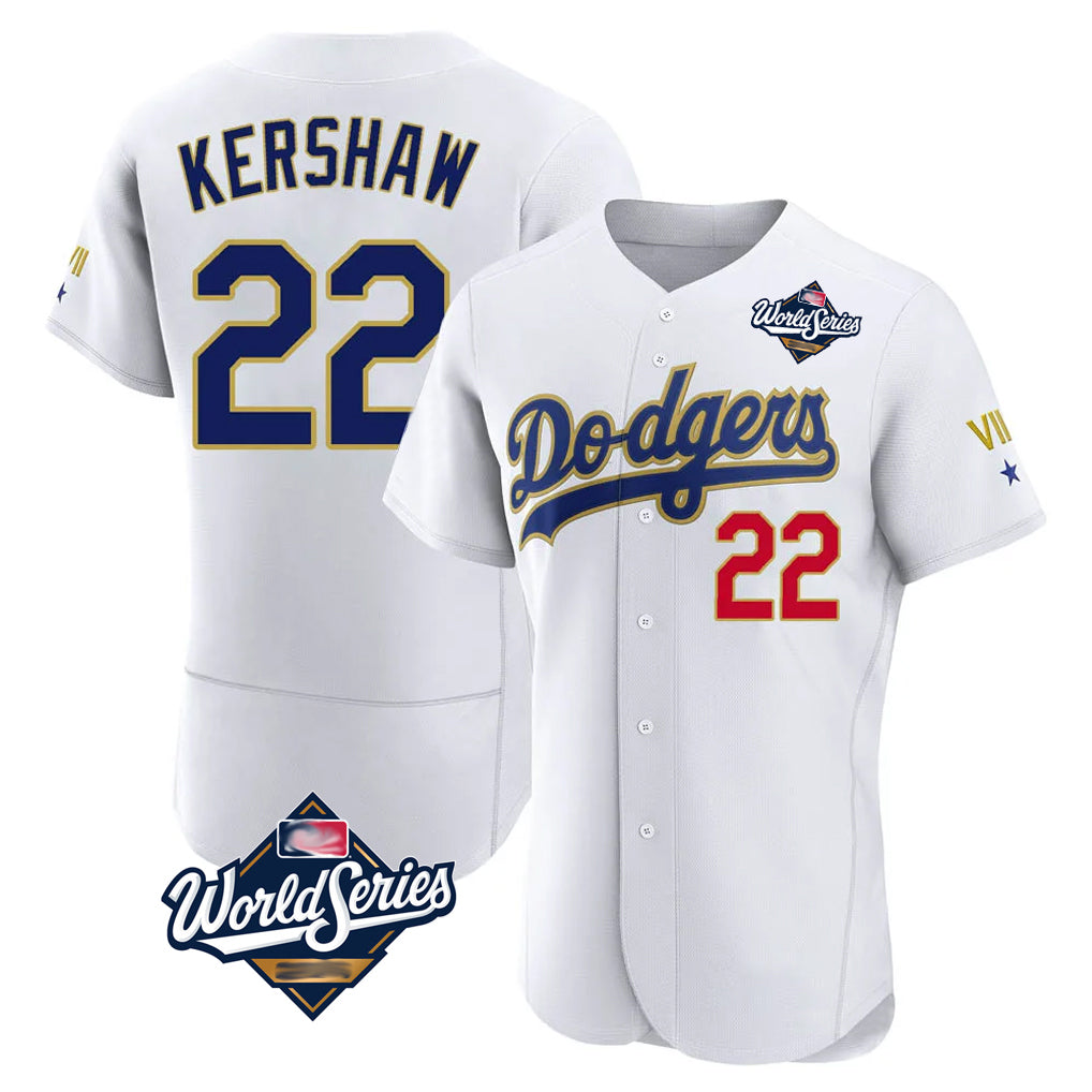 BIPIHUC LA.Dodgers #22 Clayton Kershaw Player Gold White World Series 2026 Collection Stadium Limited Elite Stitched Jerseys