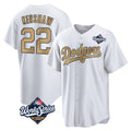 BIPIHUC LA.Dodgers #22 Clayton Kershaw Player Gold World Series Collection Game Home Stitched Jerseys