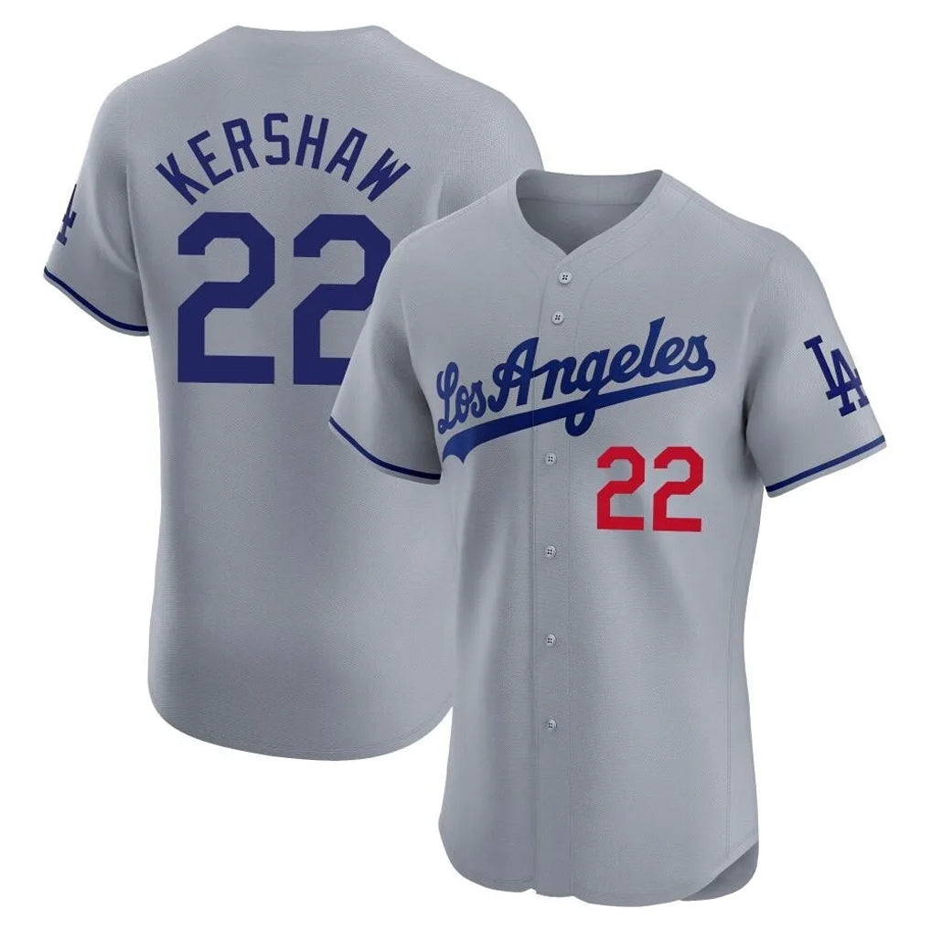 BIPIHUC LA.Dodgers #22 Clayton Kershaw Player Gray Limited Elite Home Stitched Jerseys