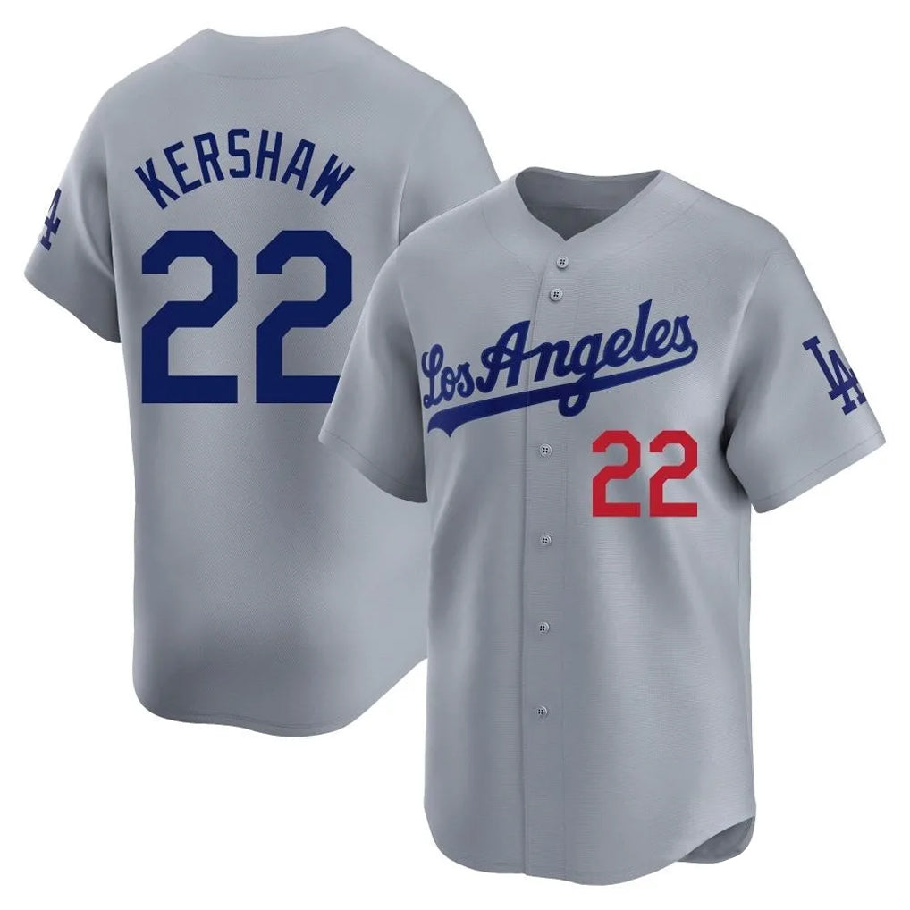 BIPIHUC LA.Dodgers #22 Clayton Kershaw Player Gray Limited Home Stitched Jerseys