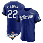 BIPIHUC LA.Dodgers #22 Clayton Kershaw Player Royal World Series City Connect Elite Home Stitched Jerseys