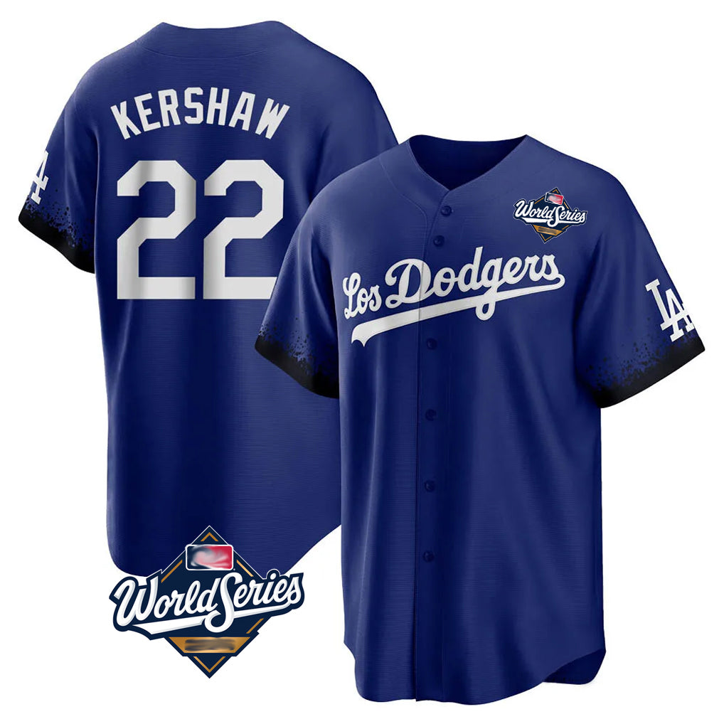 BIPIHUC LA.Dodgers #22 Clayton Kershaw Player Royal World Series City Connect Home Game Stitched Jerseys